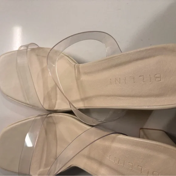 Billini Elegant Bone Clear Block Heel Sandals - Picture 2 of 9